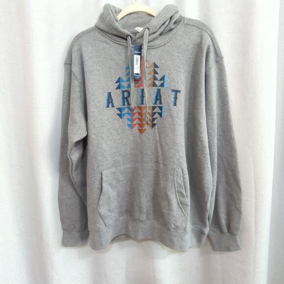 Ariat Sweaters - Ariat Real Hoodie Sweatshirt Womens XL Gray Beartooth Logo Southwestern